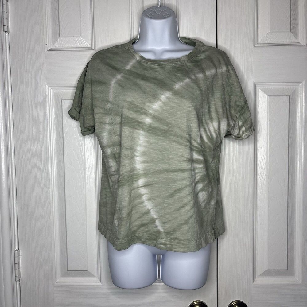 Medium Time and Tru Green Tie Dye Tee Casual Soft Relaxed Fit Shirt